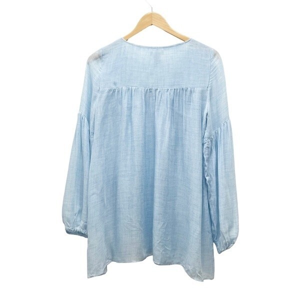 Sundance Waning Moon Balloon Sleeve Top Light Blue Lightweight Women’s Size XS - Picture 3 of 13